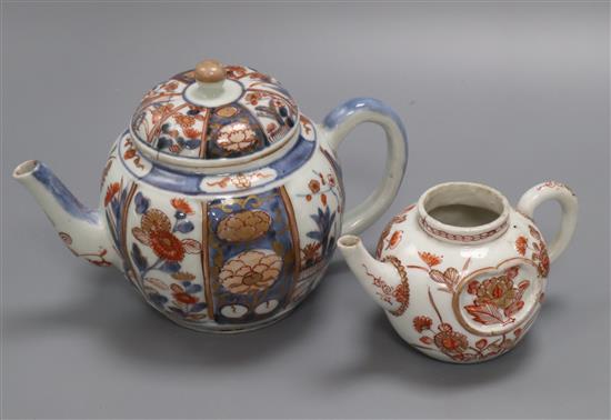 A Japanese Imari teapot and cover, c.1700 and an Arita moulded teapot, c.1680 (2) tallest 13cm